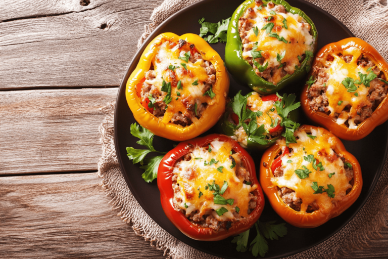 Turkey and Spinach Stuffed Bell Peppers recipe